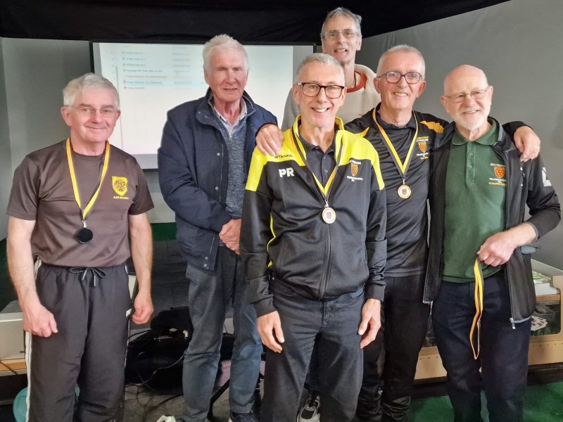 Keynsham Walking Football Club founder members (back row, from left) Steve Collins, Steve Nicholls, Steve Davis, Martin Coles and Dave Baldwin; (front row) Pete Ricketts Photo: Laurence Spicer