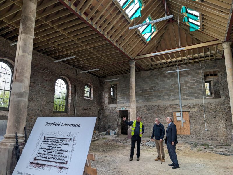 Richard Thompson and Keith Hoskins, of Carrek Construction, with Anthony Hick, chair, Whitfield Tabernacle Trust