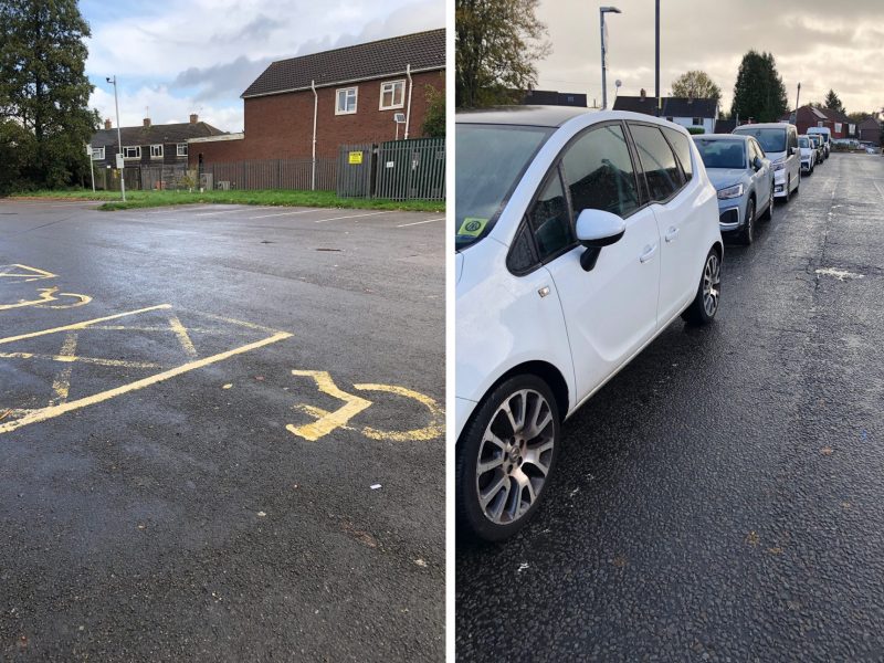 Restricted parking at Cadbury Heath Hall has led to an empty car park and more cars on the streets
