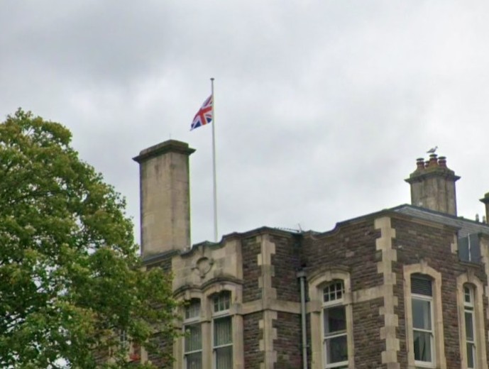 The Union flag flying on top of Cossham Hospital in August last year