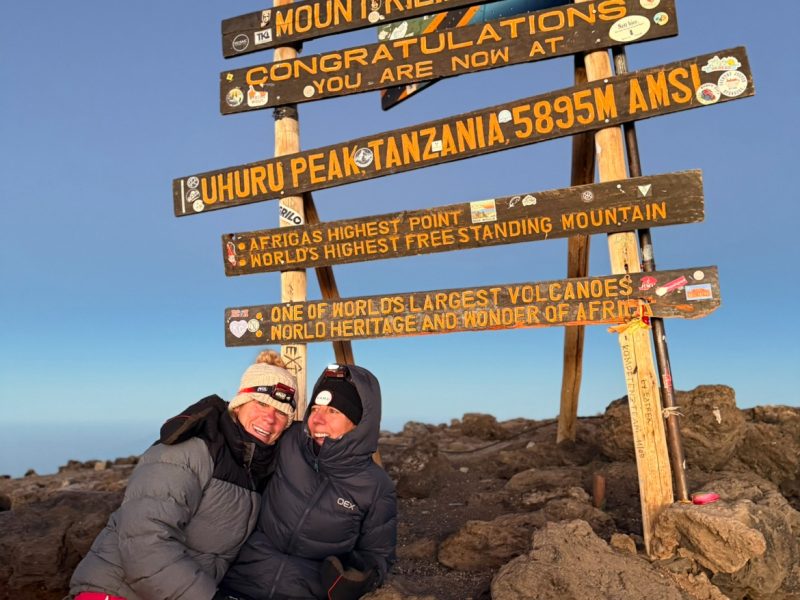 Jo Robb and Kim Dixon at the summit of Kilimanjaro