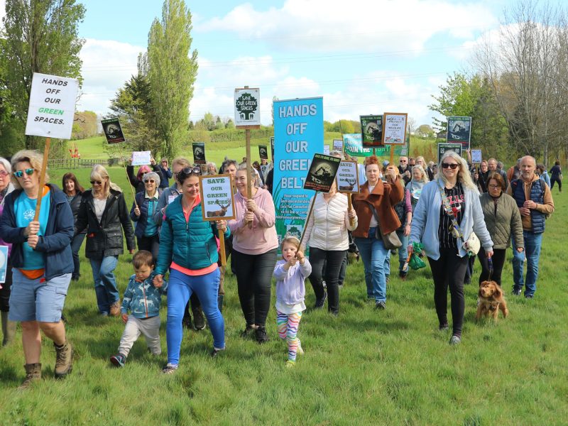 Protesters on the former Shortwood Lodge Golf Club course, which could be built on