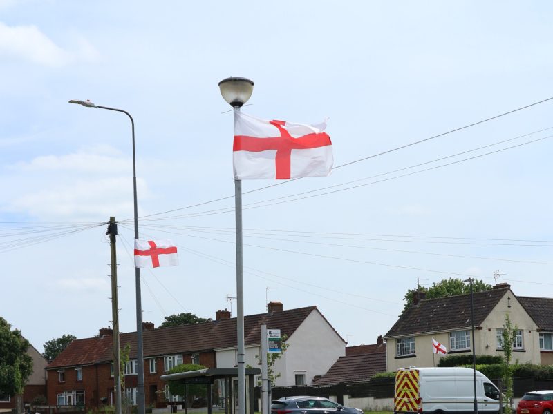 England flags were put up on lampposts in Mangotsfield in June